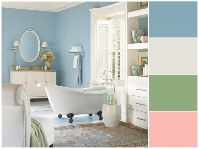 Những màu sắc đậm nhạt hài hòa sẽ giúp nhà vệ sinh của bạn trông sạch sẽ và thoáng mát hơn
