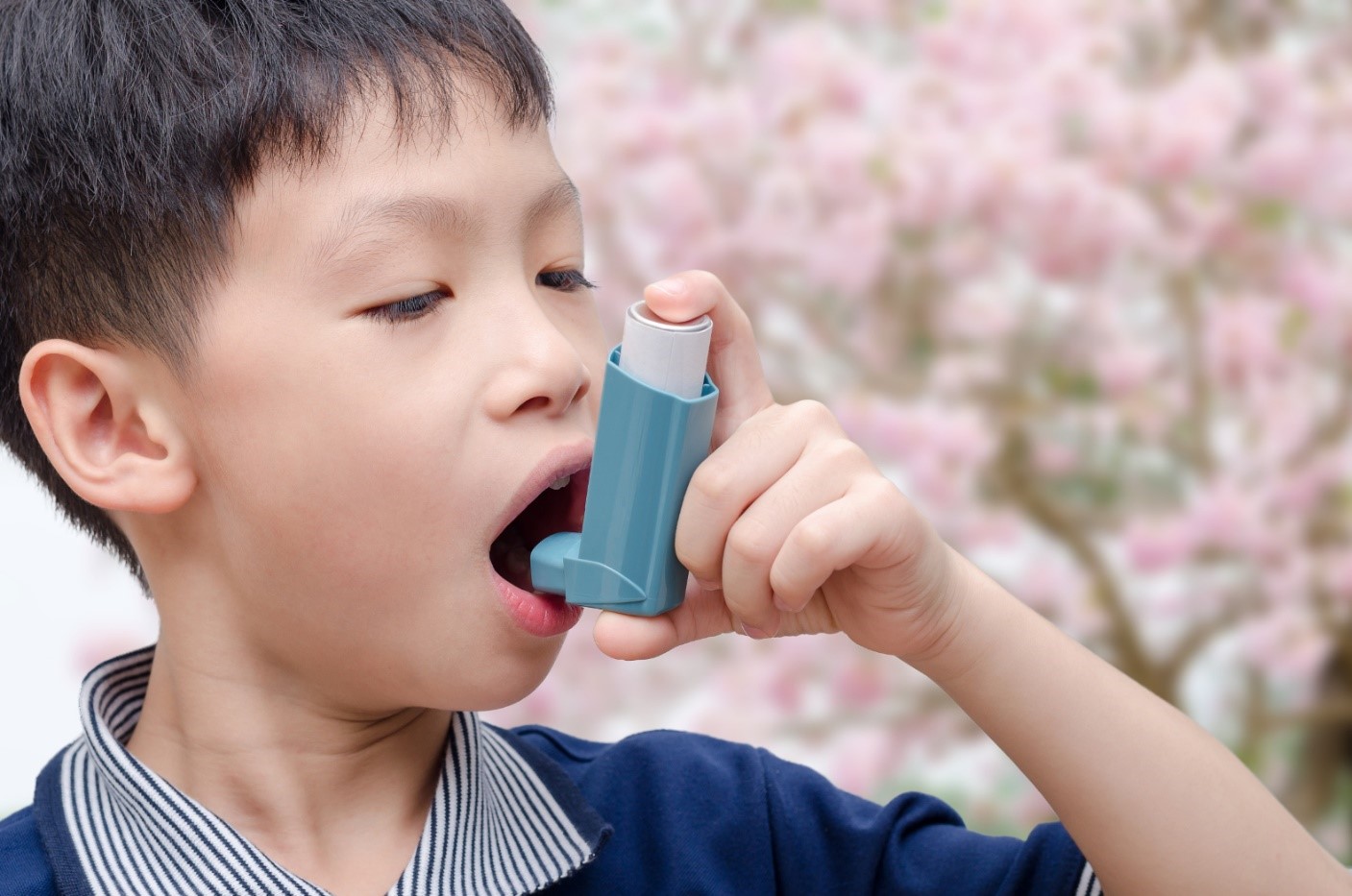 Bệnh hen suyễn khiến bé khó thở khi vui chơi ở những khu vực có hoa